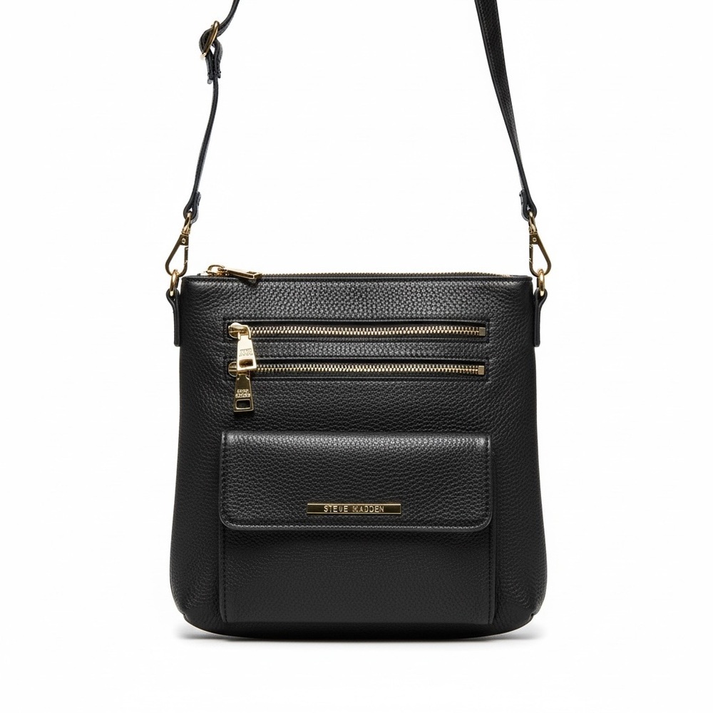 Steve Madden Black Crossbody Bag with Gold Accents